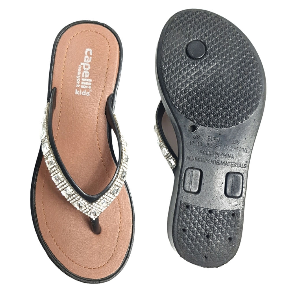 Capelli Kids Newyork wedge sandals embellish strap flip-flops US 12-13 EU 30-31 - Picture 2 of 7
